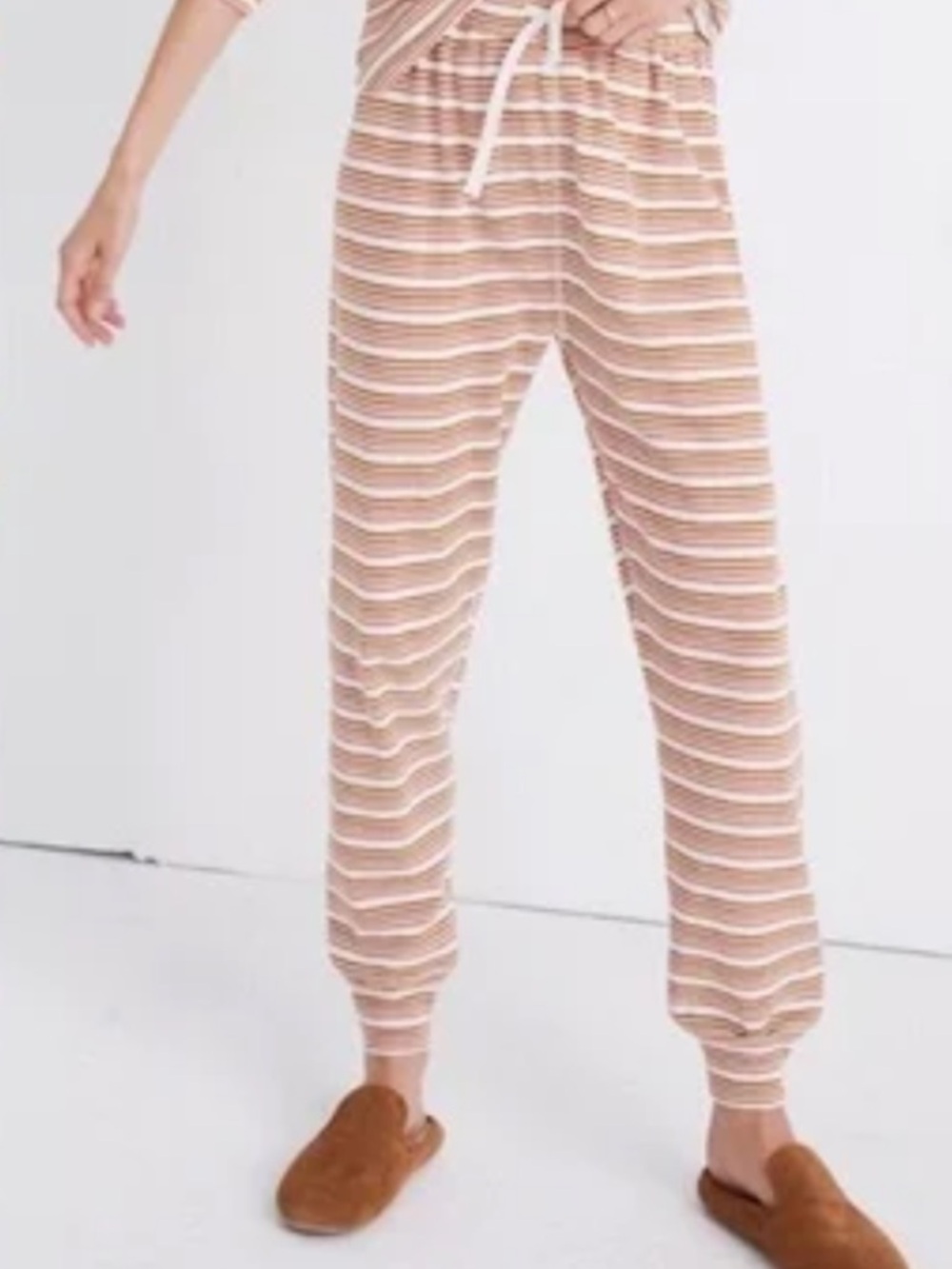 Madewell Striped Pajama Pants in Stripped Cream, Rust & Pink. Loungewear Size XS
